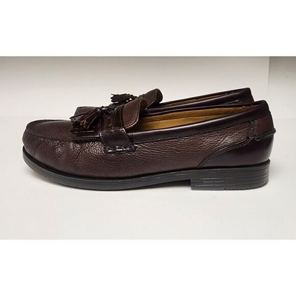 Chaps Men's Brown Leather Loafers tassels Dress Shoes size 12M - Picture 6 of 12